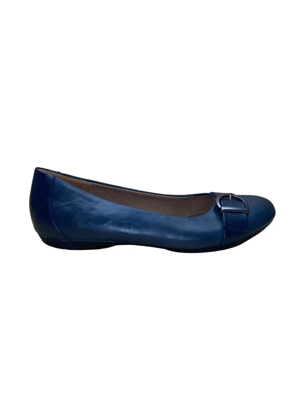 Euro Soft By Sofft Women’s Navy Buckle Strap Round Toe Slip-On Flat Shoes 8M